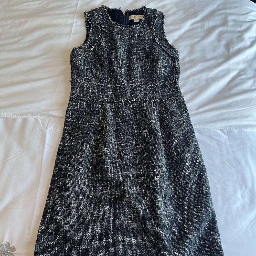 Blue & white print dress